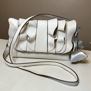 JESSICA SIMPSON Kalie Clutch Crossbody with Ruffle Front, Color: Gardenia NWOT